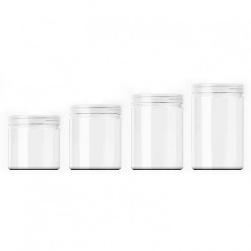 Round Container Clear Tranparent PET Plastic Jars with Screw Cap 