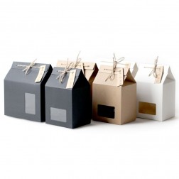 Bottom Stand Up Thick Kraft Paper Bag Boxes Lace Up With Hemp Rope 