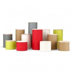 Tree Bark Pattern Paper Canisters with Food Grade Laminated Aluminum Foil Liner & Pine Wood Lid 