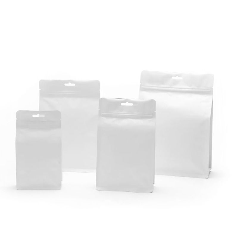 3D Flat Bottom Stand Up Kraft Paper Zipper Bags with Food Grade Aluminium Foil Liner