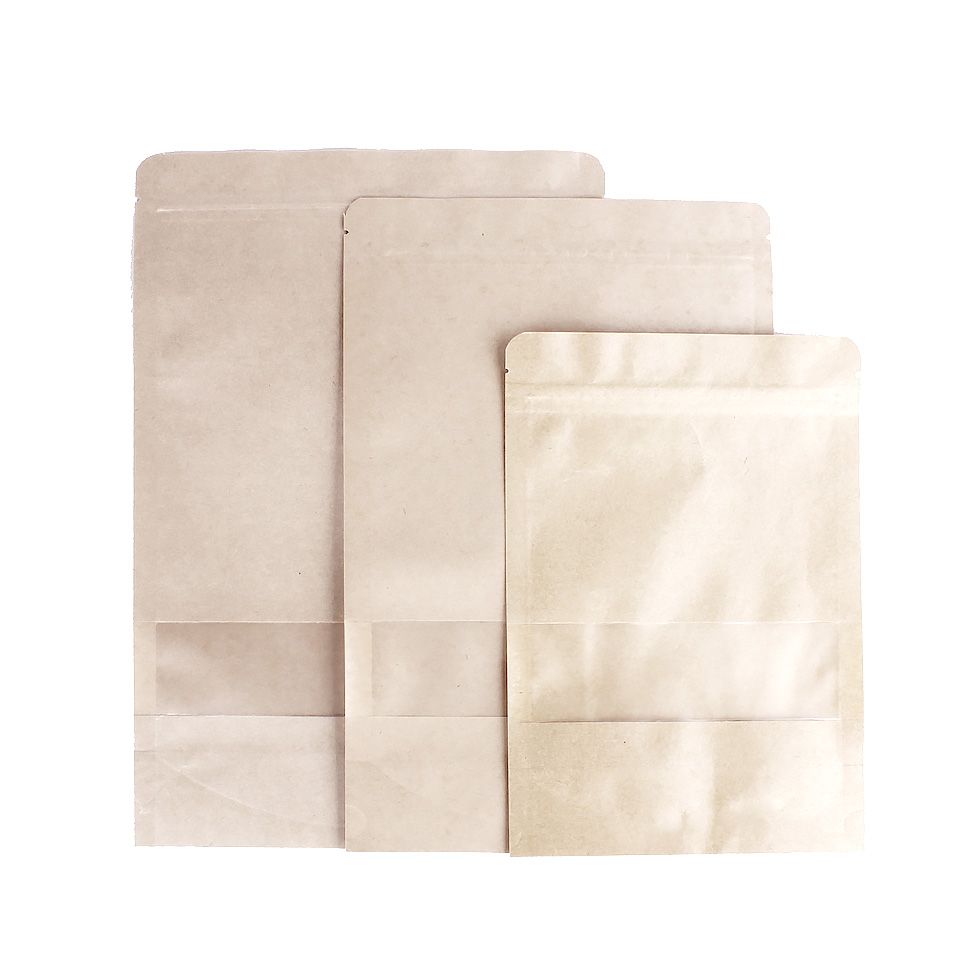 Heat Sealable Stand Up Kraft Paper Food Grade OPP/PE/CPP Coated Zipper Bags Window Pouches