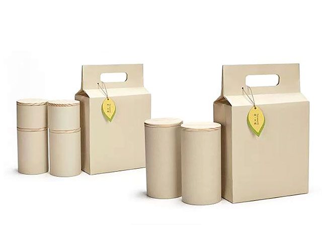 Slim Tree Bark Pattern Paper Canisters with Food Grade Laminated Aluminum Foil Liner & Pine Wood Lid